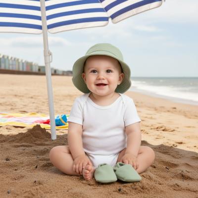 NT0503-0635G  Sage Green Sun Hat and Booties Set  (0-12m)