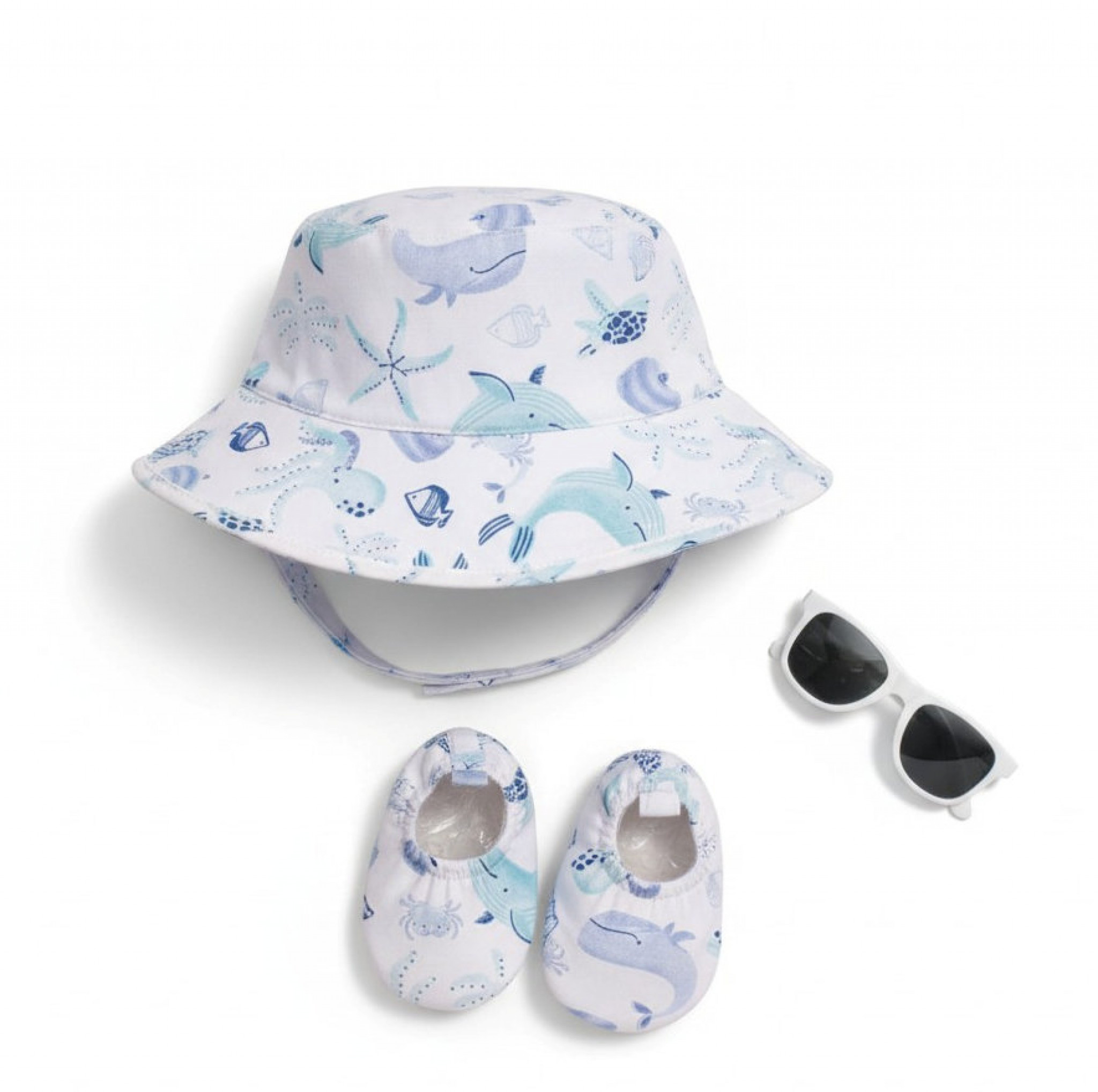 Nursery Time  5035320626420 NT0503-0642 Sealife Hat UPF 50+, Sunglasses UV400 & Shoes(6-18m)