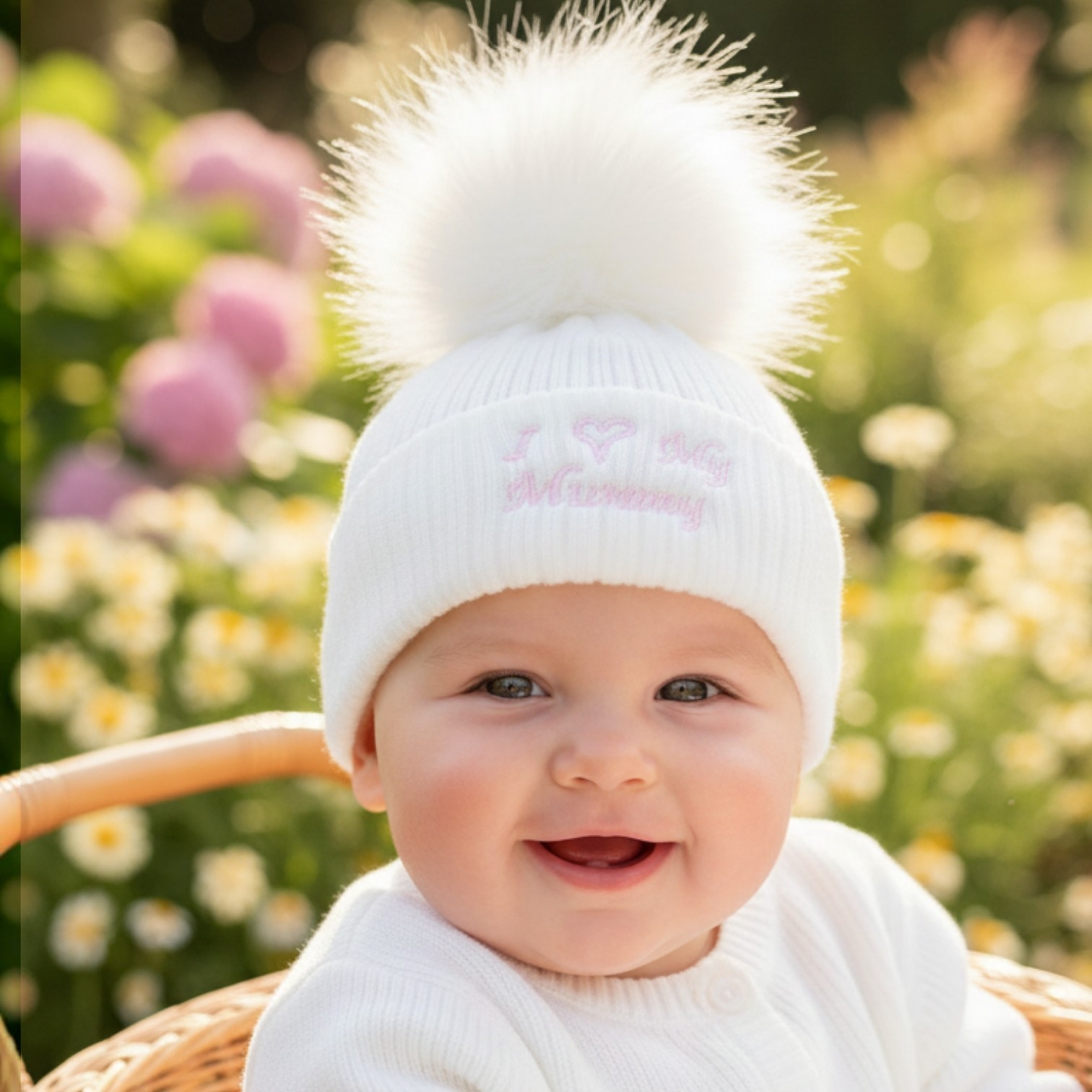 Nursery Time BW-0503-0470 5035320044699 NT0503-0469 "I Love My Mummy" Pom Pom Hat (0-6 months)