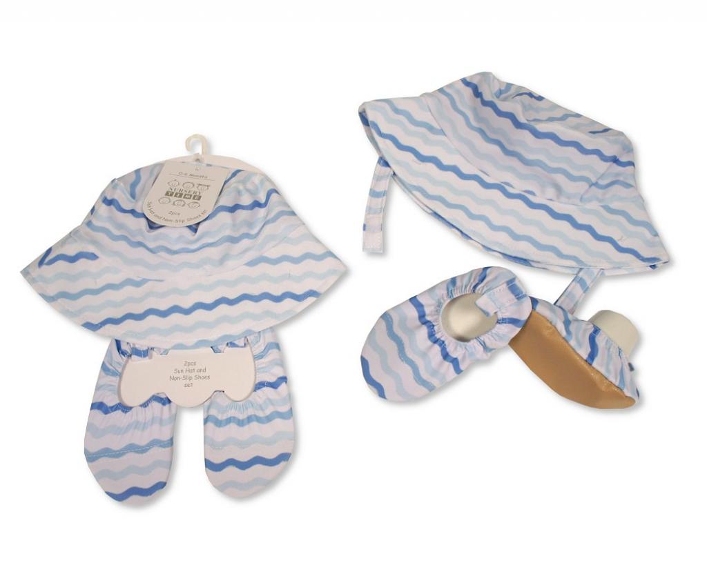 Nursery Time  5035320036380 NT0503-638 "Waves" Sun Hat and Non-slip Shoes Set (0-18m)