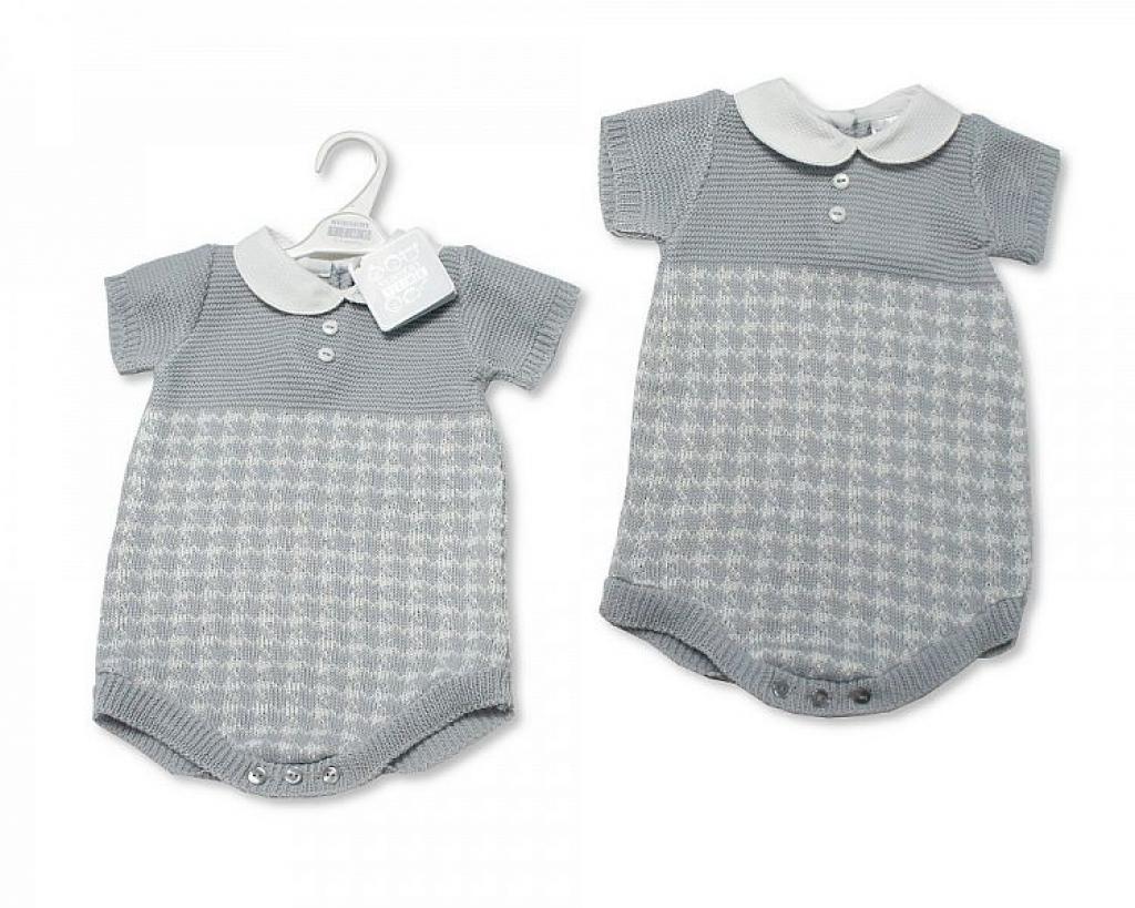 Nursery Time Bw-10-031 503532010031 9 NT10-031 Knitted  Dogtooth Romper (NB - 9m)