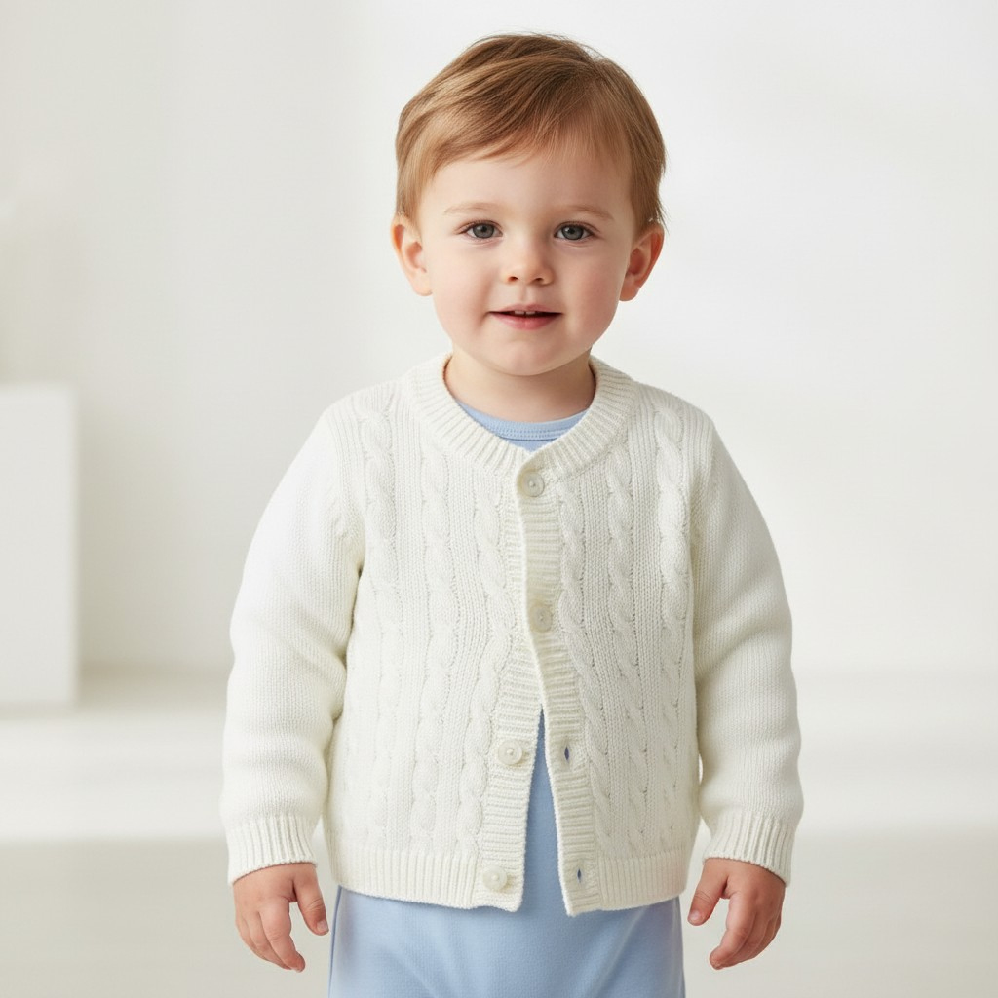 Nursery Time Bw-10-1001W/24  NT10-1001W24 White Cable Knit Cardigan (9-24 months)