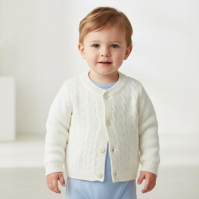 NT10-1001W24 White Cable Knit Cardigan (9-24 months)
