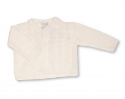Nursery Time Bw-10-1001W 5035320100012 NT10-1001W White Cable Knit Cardigan (NB-9 months)