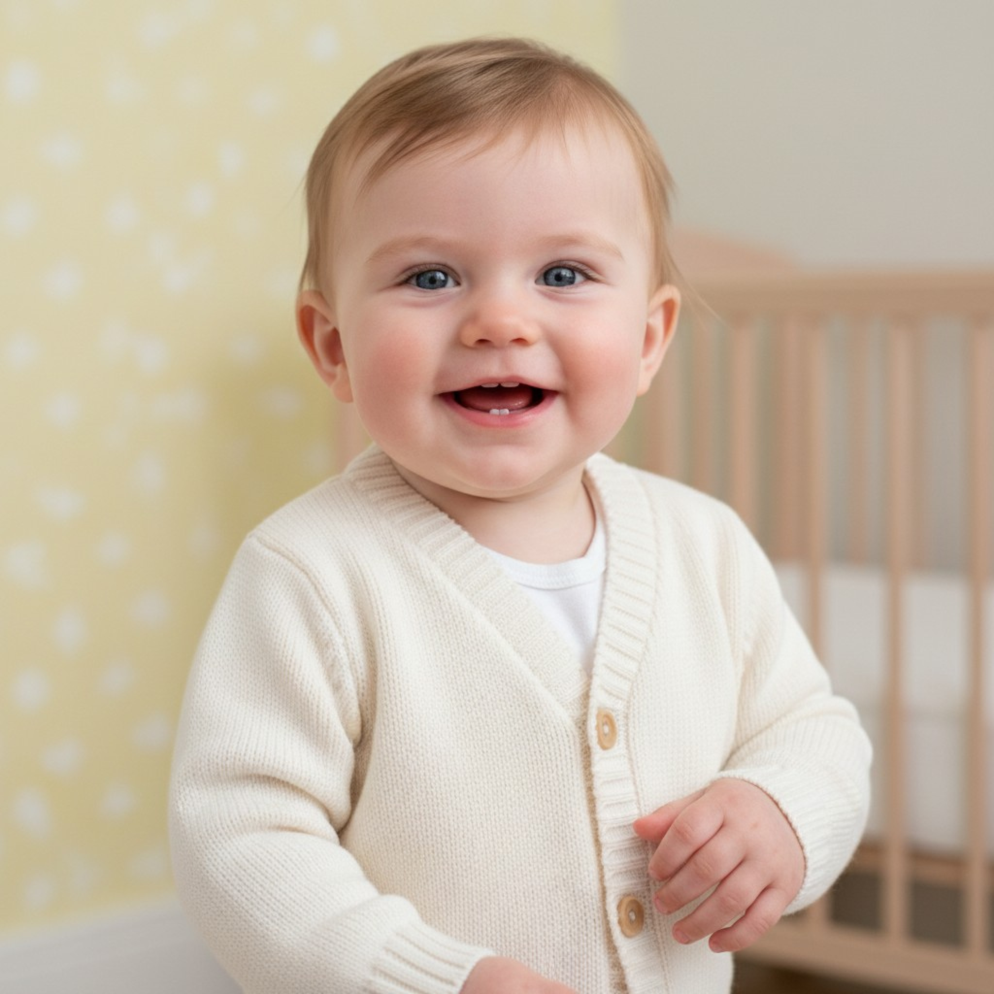 Nursery Time Bw-10-1002W 5035320100029 NT10-1002-W White Knit V-Neck Cardigan (NB-9 months)