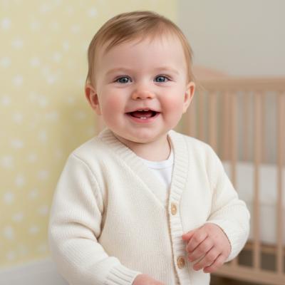 NT10-1002-W  White Knit V-Neck Cardigan  (NB-9 months)