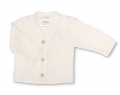 Nursery Time Bw-10-1002W 5035320100029 NT10-1002W White Knit V-Neck Cardigan (NB-9 months)
