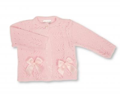 Nursery Time Bw-10-1009P/24  NT10-1009P-24 Pink Fancy Knit "Bow" Cardigan (9-24m)