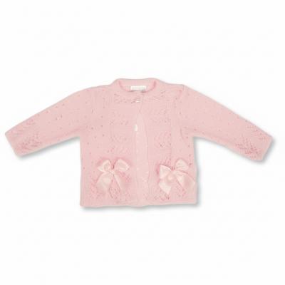 Nursery Time Bw-10-1009P 5035320400099 NT10-1009P Pink Fancy Knit "Bow" Cardigan (NB-9m)