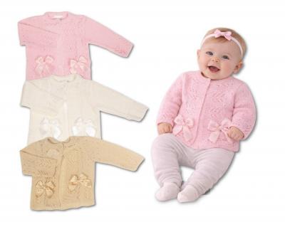 Nursery Time Bw-10-1009P 5035320400099 NT10-1009P Pink Fancy Knit "Bow" Cardigan (NB-9m)