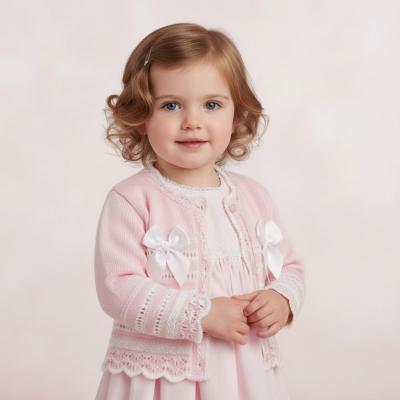 NT10-1011P24 Pink Striped "Bow" Cardigan (9-24m)