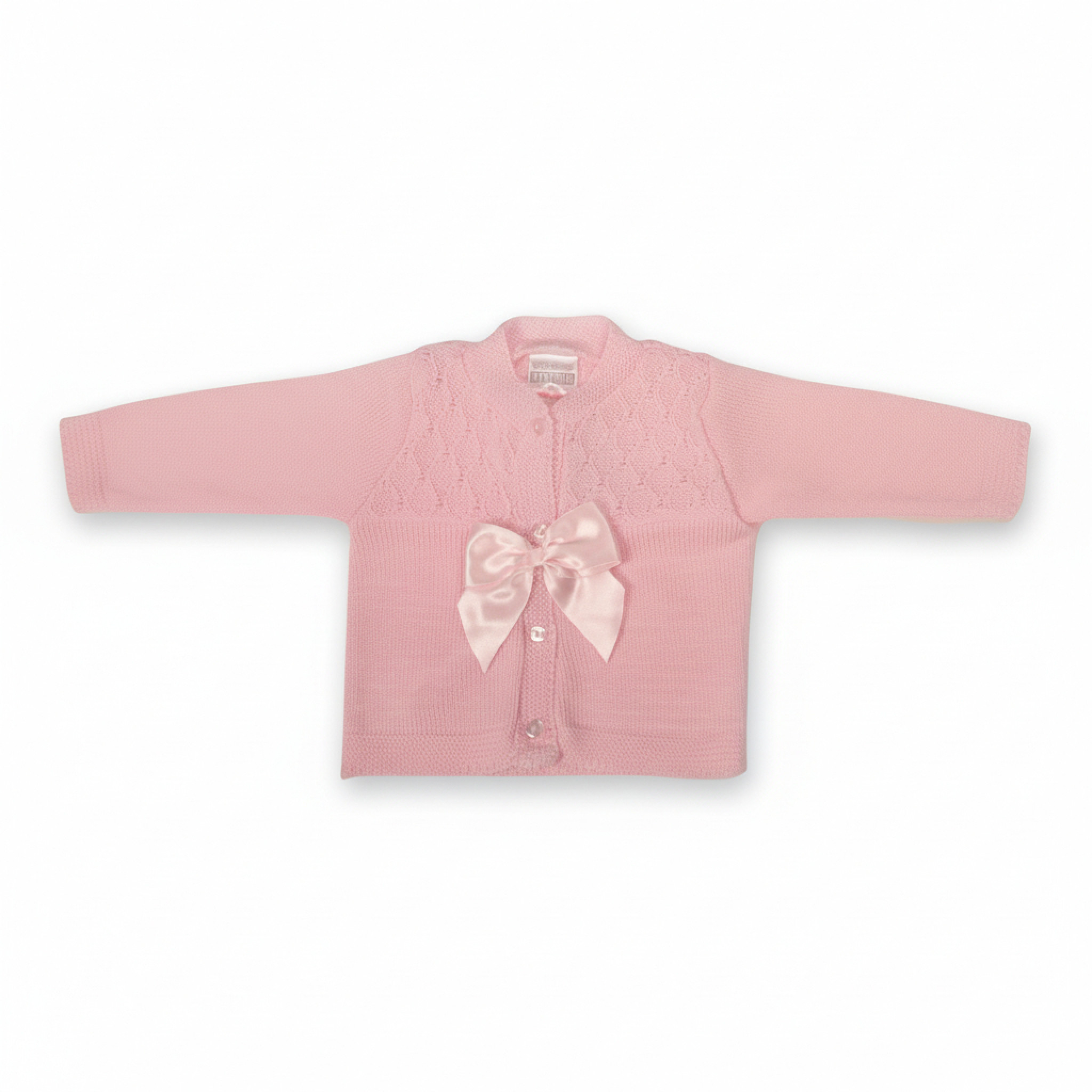 Nursery Time Bw-10-1015P/24  NT10-1015P-24 Pink Fancy Knit "Bow" Cardigan (9-24m)