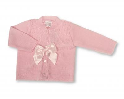 Nursery Time Bw-10-1015P/24  NT10-1015P-24 Pink Fancy Knit "Bow" Cardigan (9-24m)