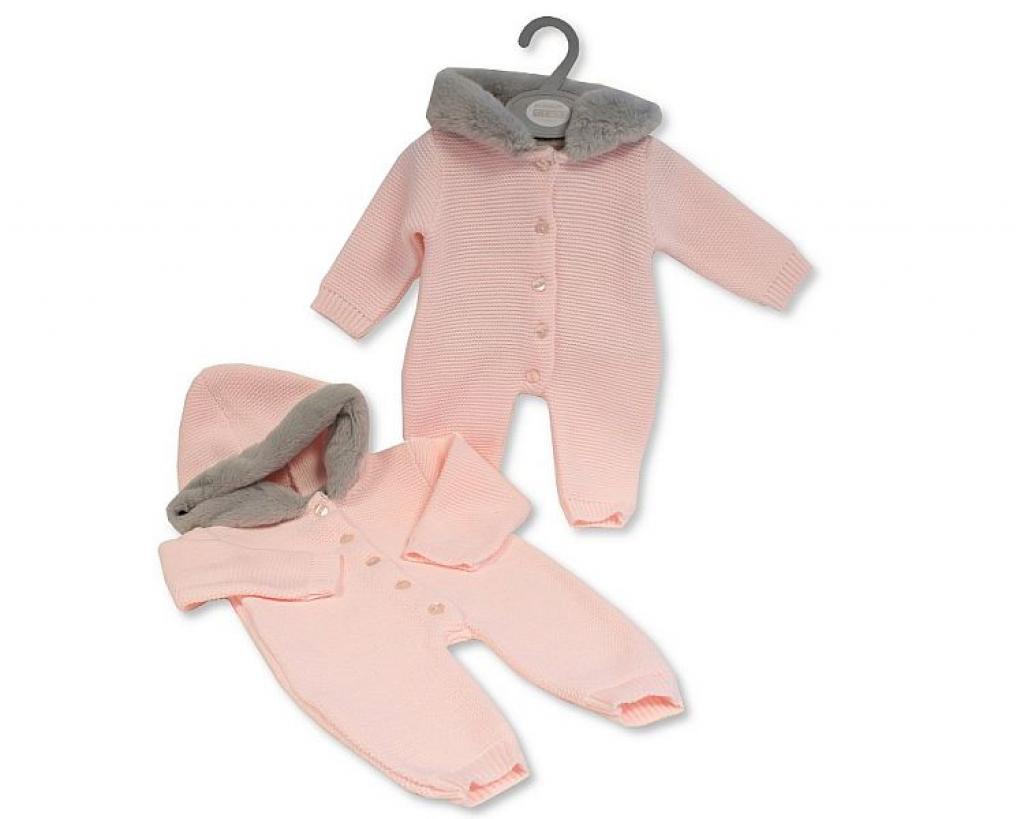 Nursery Time 10-1180 5035320011806 NT10-1180 Pink Knitted Hooded All in One (Nb-6 months)