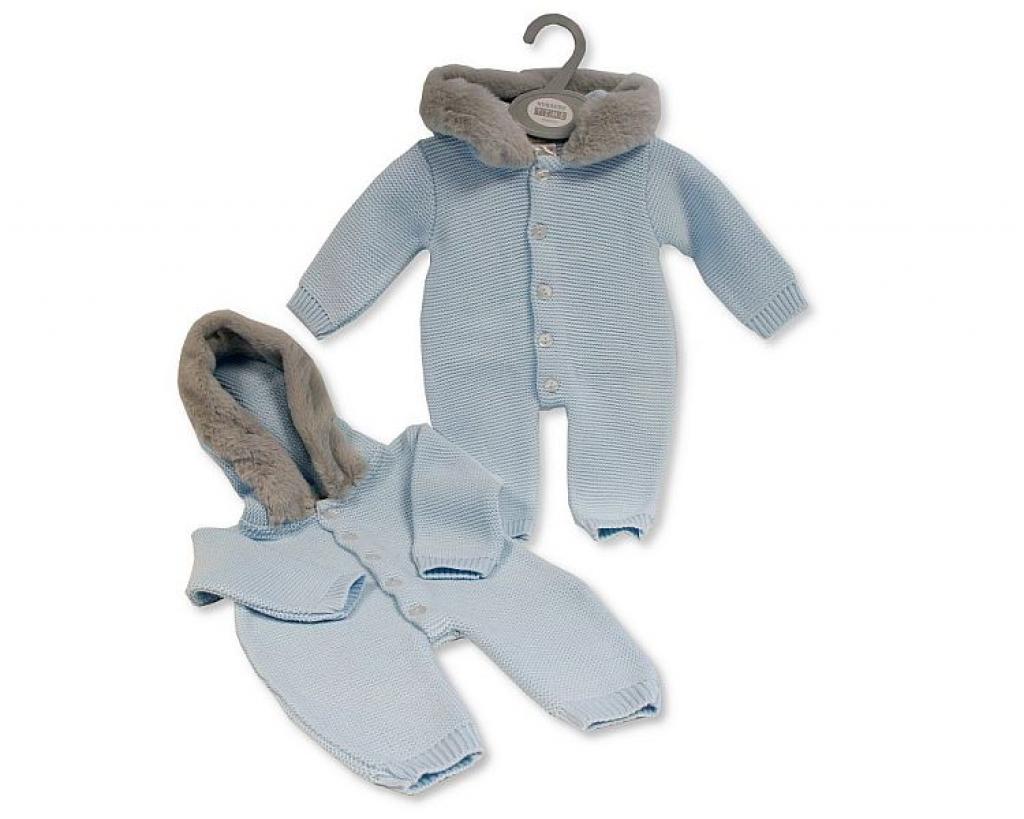 Nursery Time 10-1181 5035320011803 NT10-1181 Sky Knitted Hooded All in One (Nb-6 months)