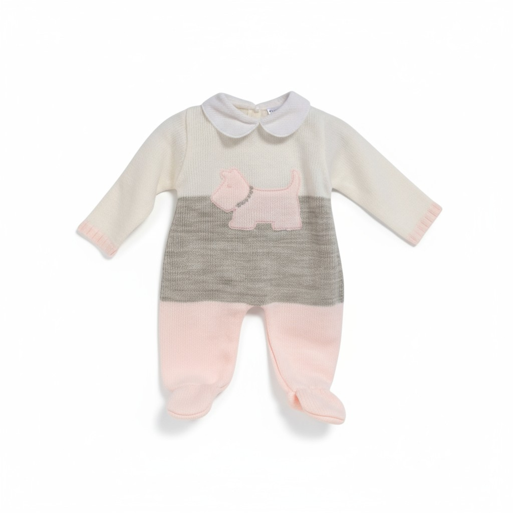 Nursery Time 10-1184 5035320011844 NT10-1184P Knitted "Dog" All in One (Nb-9 months)