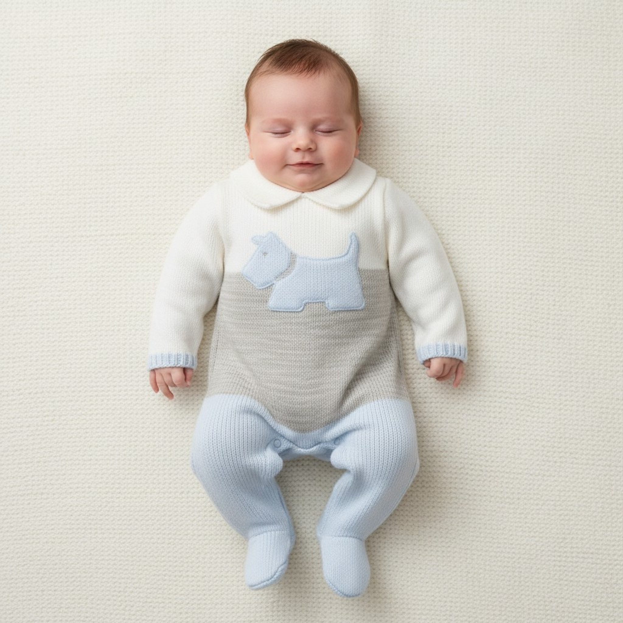 Nursery Time 10-1187 5035320011875 NT10-1187-SS Knitted "Dog" All in One (Nb-9 months)