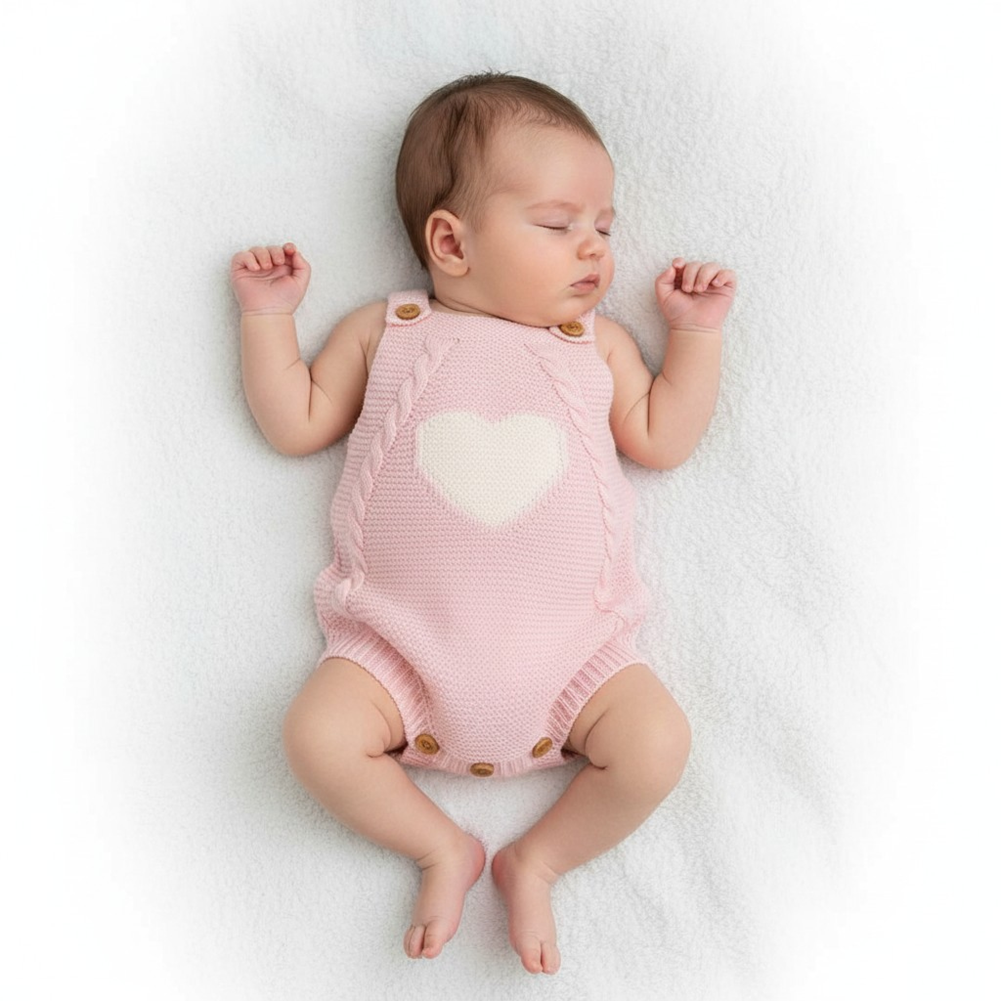 Nursery Time 10-1225  NT10-1225-P Pink "Heart" Knitted Dungaree (0-6m)