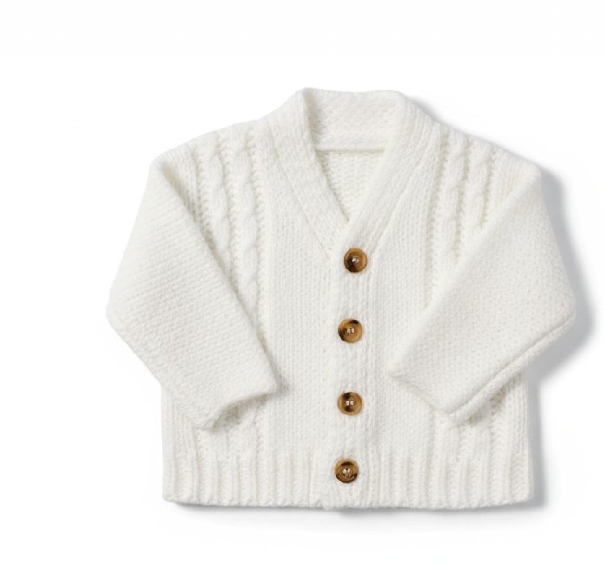 Nursery Time Bw-10-1227W 50353201012279 NT10-1227-W White Chunky Cable Knit Cardigan (NB-12 months)