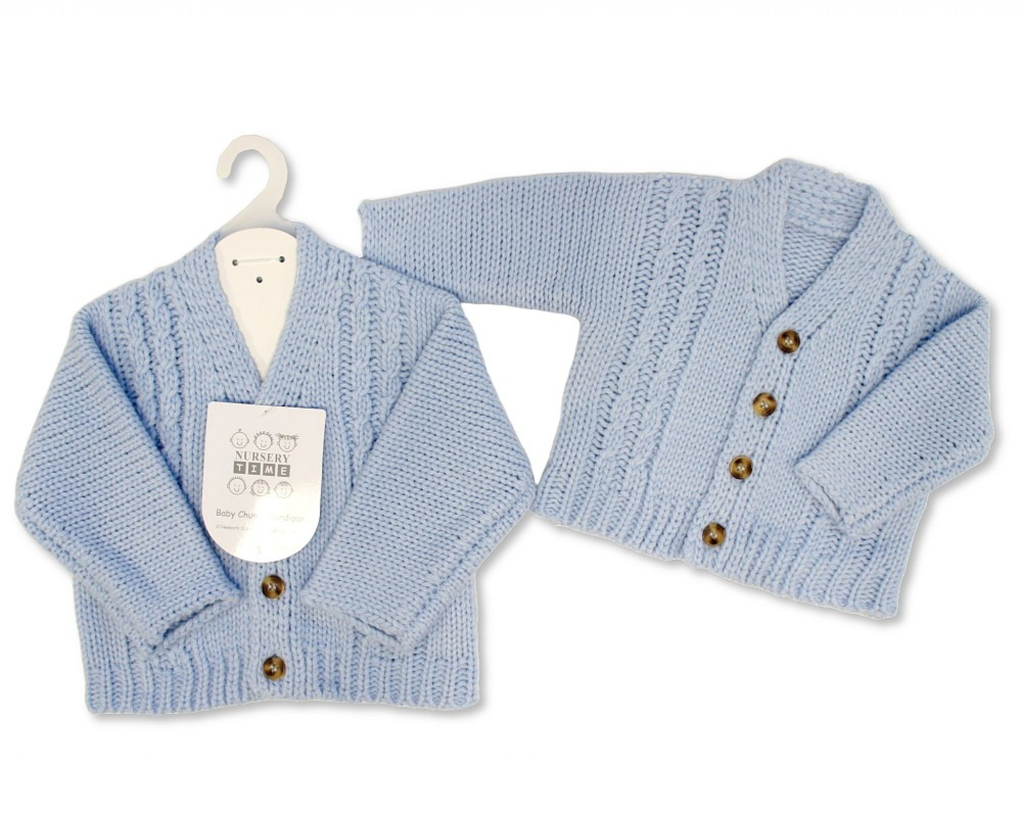Nursery Time Bw-10-1227S 50353201062274 NT10-1227S Sky Chunky Cable Knit Cardigan (NB-12 months)