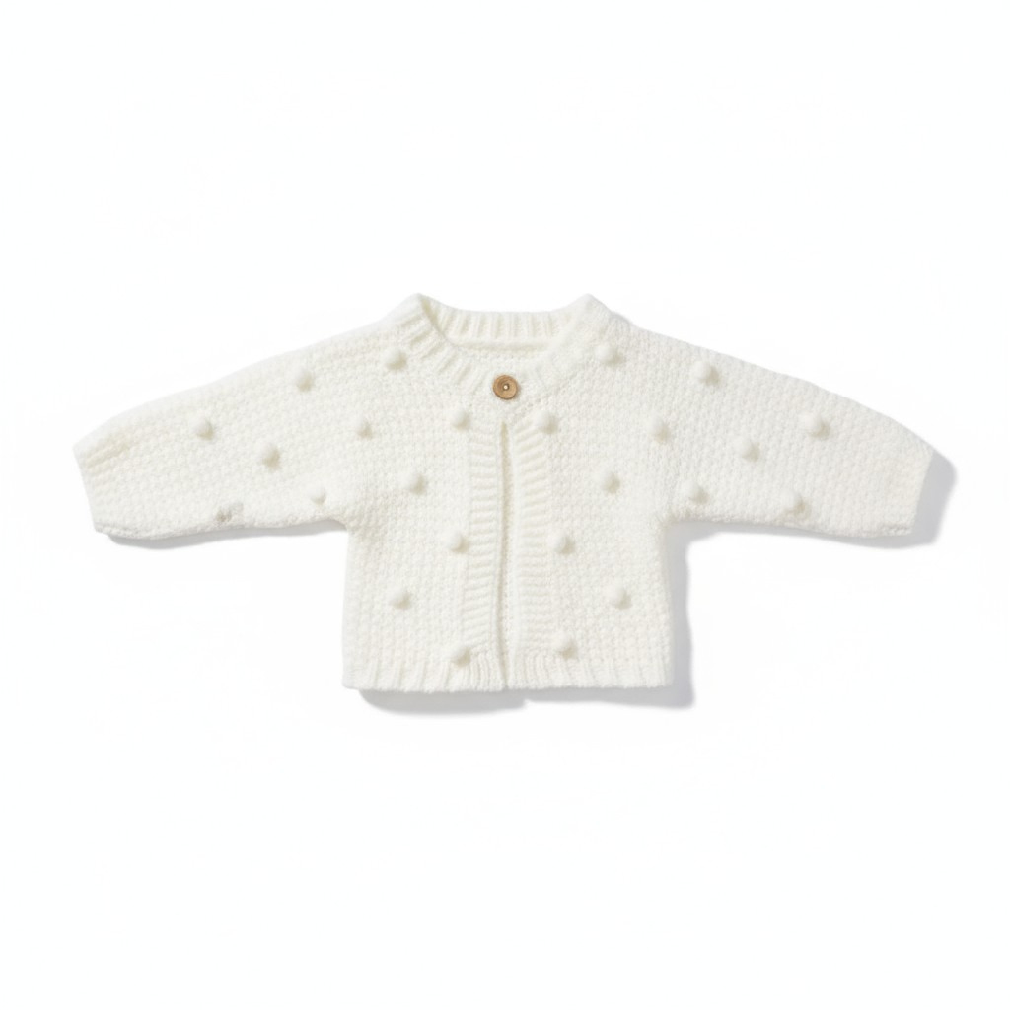 Nursery Time Bw-10-1228W 50353201012286 NT10-1228-W White Chunky Popcorn Knit Cardigan (NB-12 months)