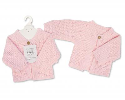 Nursery Time Bw-10-1228P 50353201012283 NT10-1228-P Pink Chunky Popcorn Knit Cardigan (NB-12 months)
