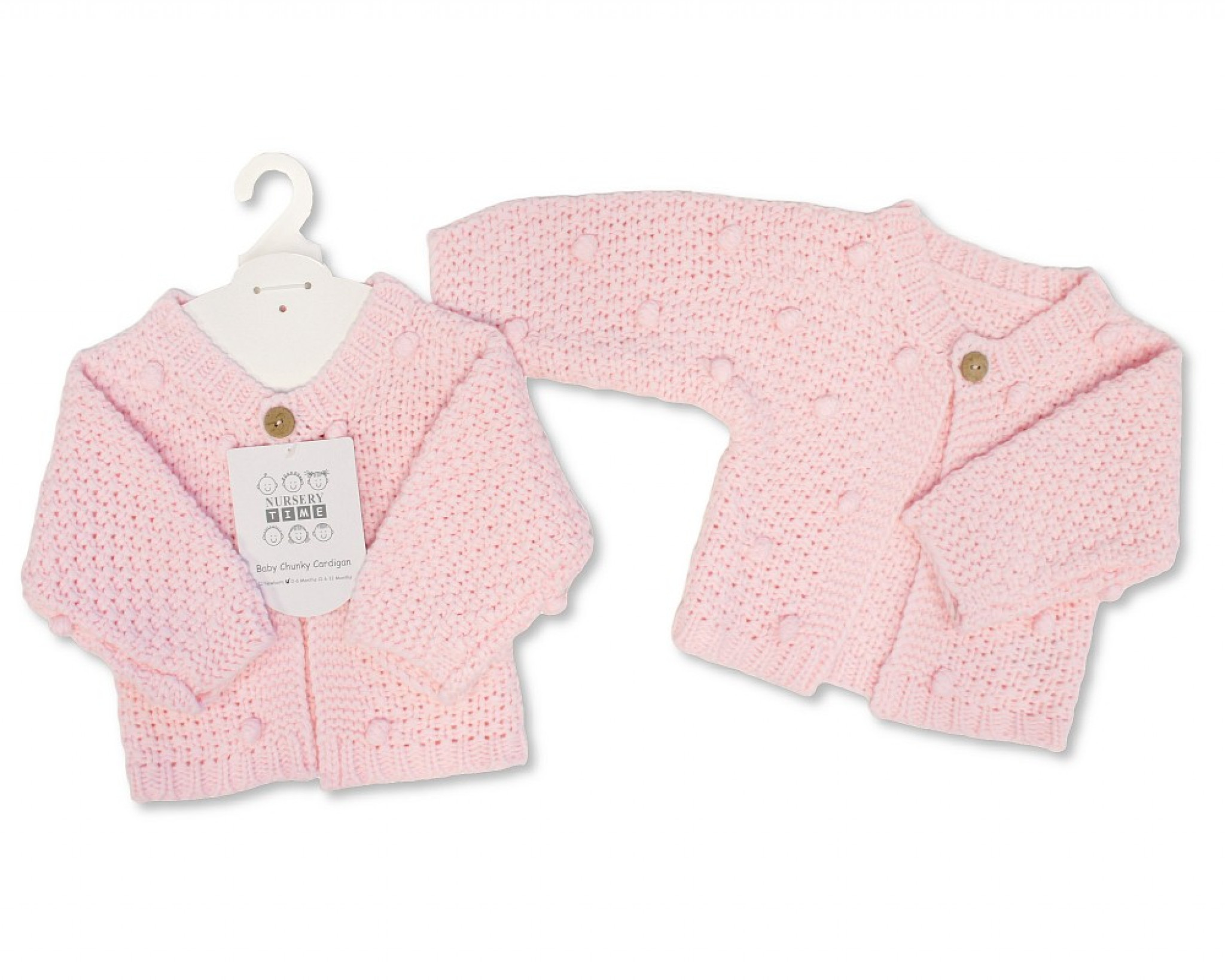 Nursery Time Bw-10-1228P 50353201012283 NT10-1228P Pink Chunky Popcorn Knit Cardigan (NB-12 months)