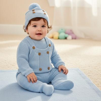 NT10-1242  Knitted top, dungaree and hat set  ( Nb - 9 months(