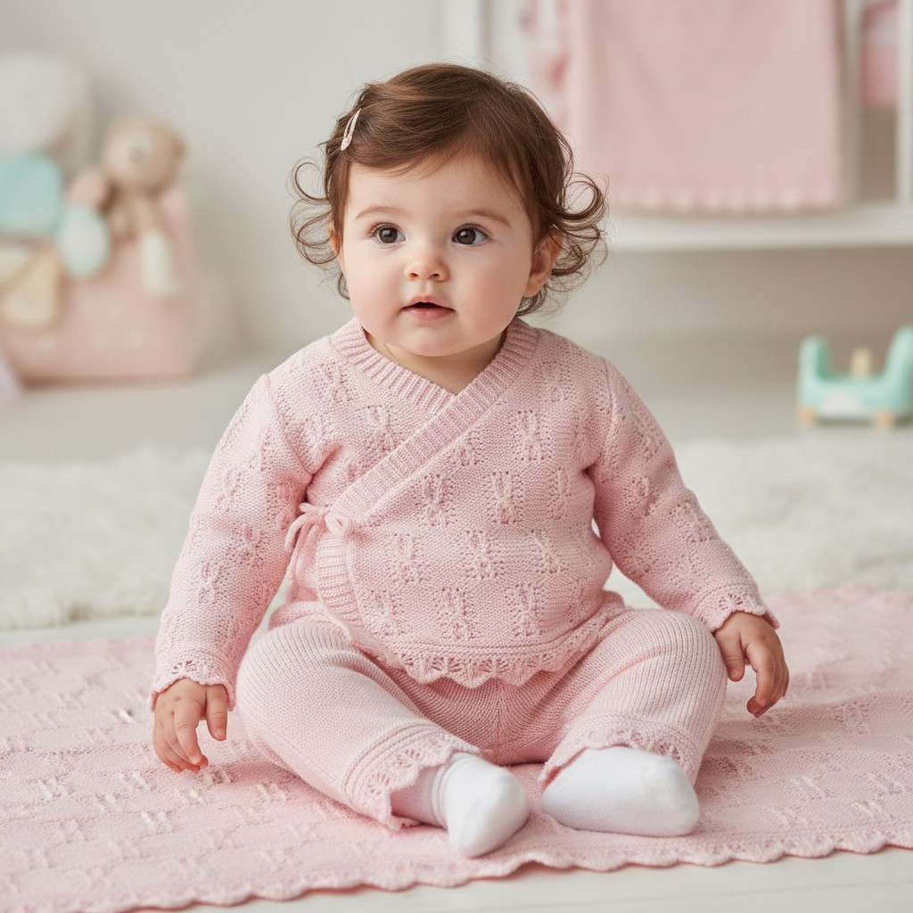 Nursery Time 2508 503532061264 5 NT10-1264 Knitted cross over top & trousers (NB - 9 months)