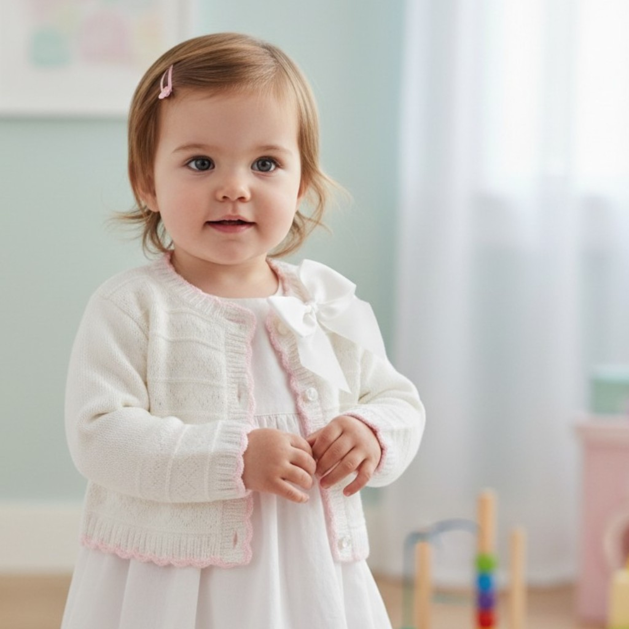 Nursery Time Bw-10-180 503532010180 4 NT10-180-WP White Bow Cardigan (9-24 months)