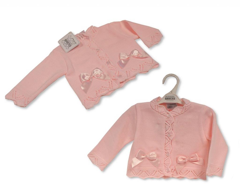 Nursery Time Bw-10-586 5035320405865 NT10-586P Pink Double Bow Cardigan (Newborn-9 months)