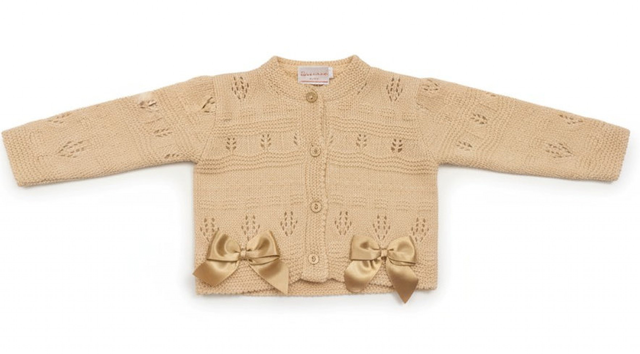 Nursery Time Bw-10-187 5035320401874 NT10-187-T Taupe Double Bow Cardigan (9-24 months)