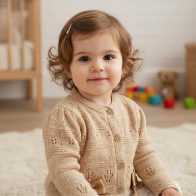 NT10-187T  Taupe Double Bow Cardigan  (9-24 months)