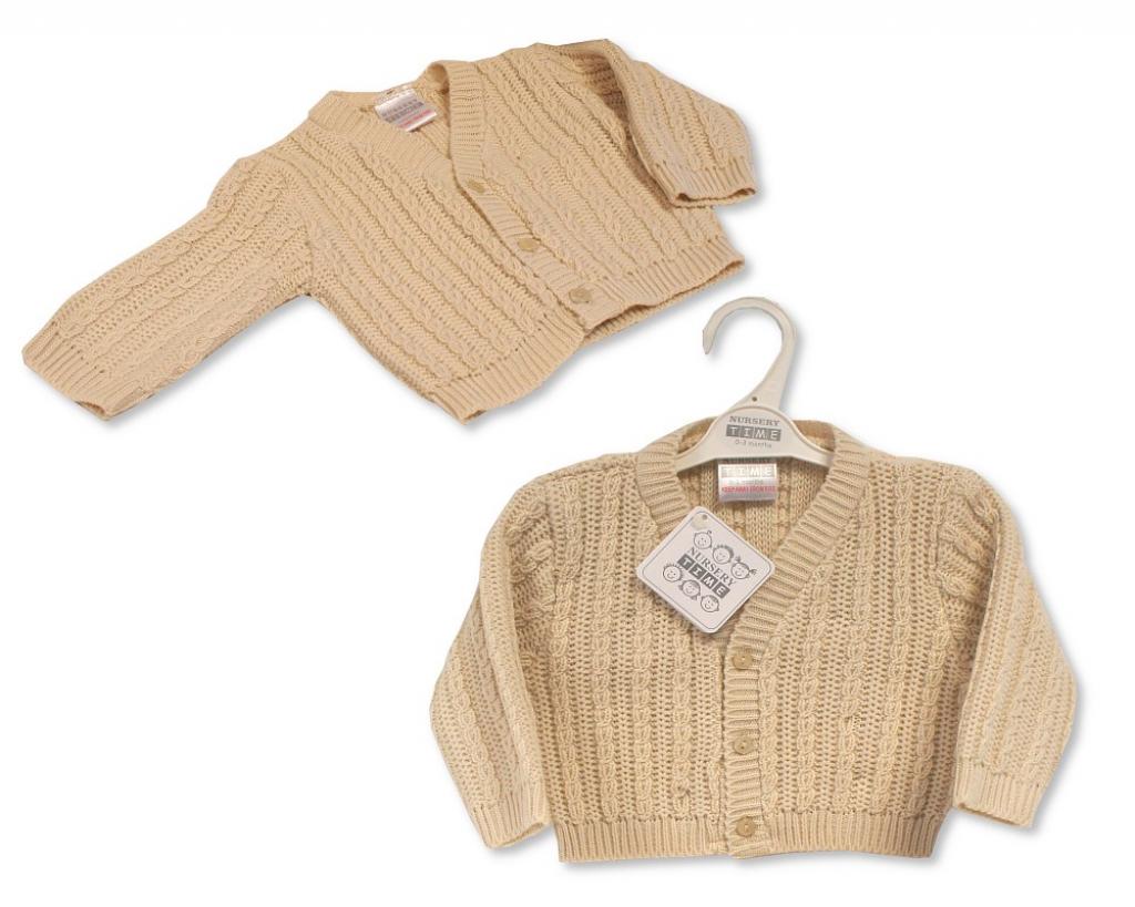 Nursery Time Bw-10-190 5035320101900 NT10-190T Taupe Cable Cardigan (9-24 months)