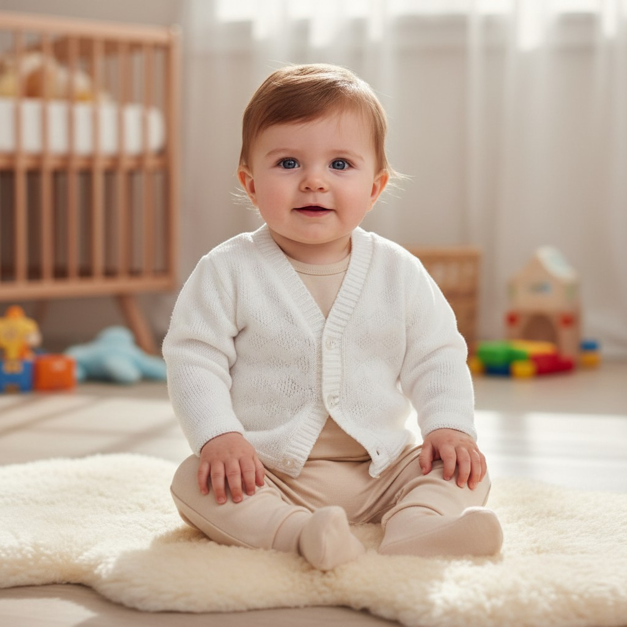 Nursery Time Bw-10-576W 5035320105765 NT10-576-W White Knit V-Neck Cardigan (Newborn - 9m)