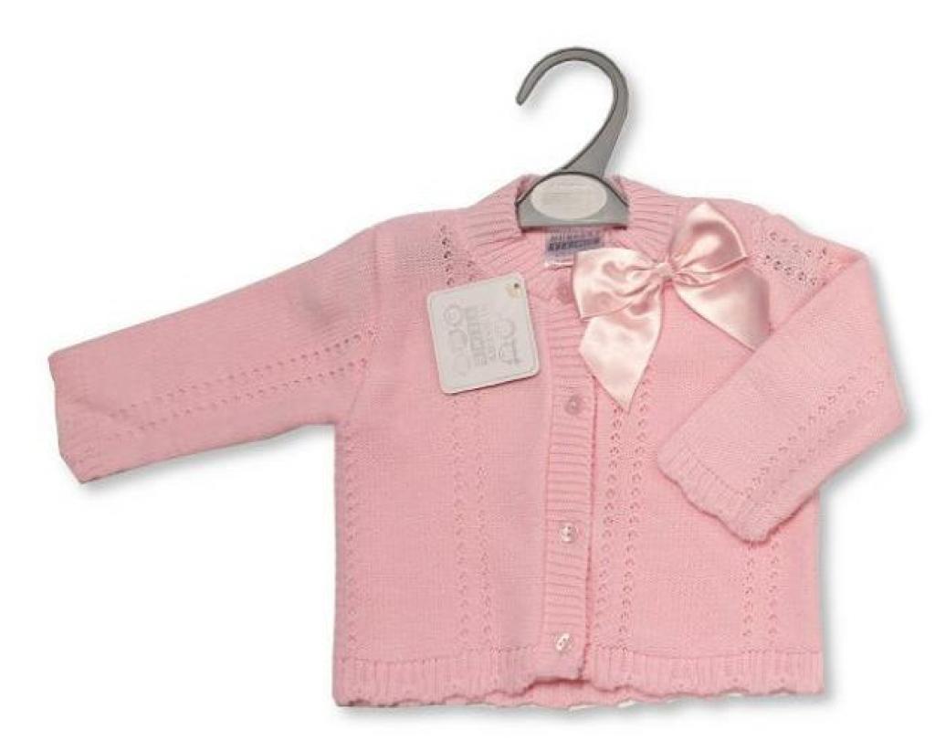Nursery Time BW-10-581P 5035320405810 NT10-581-P Pink Bow Cardigan (Newborn - 9 months)