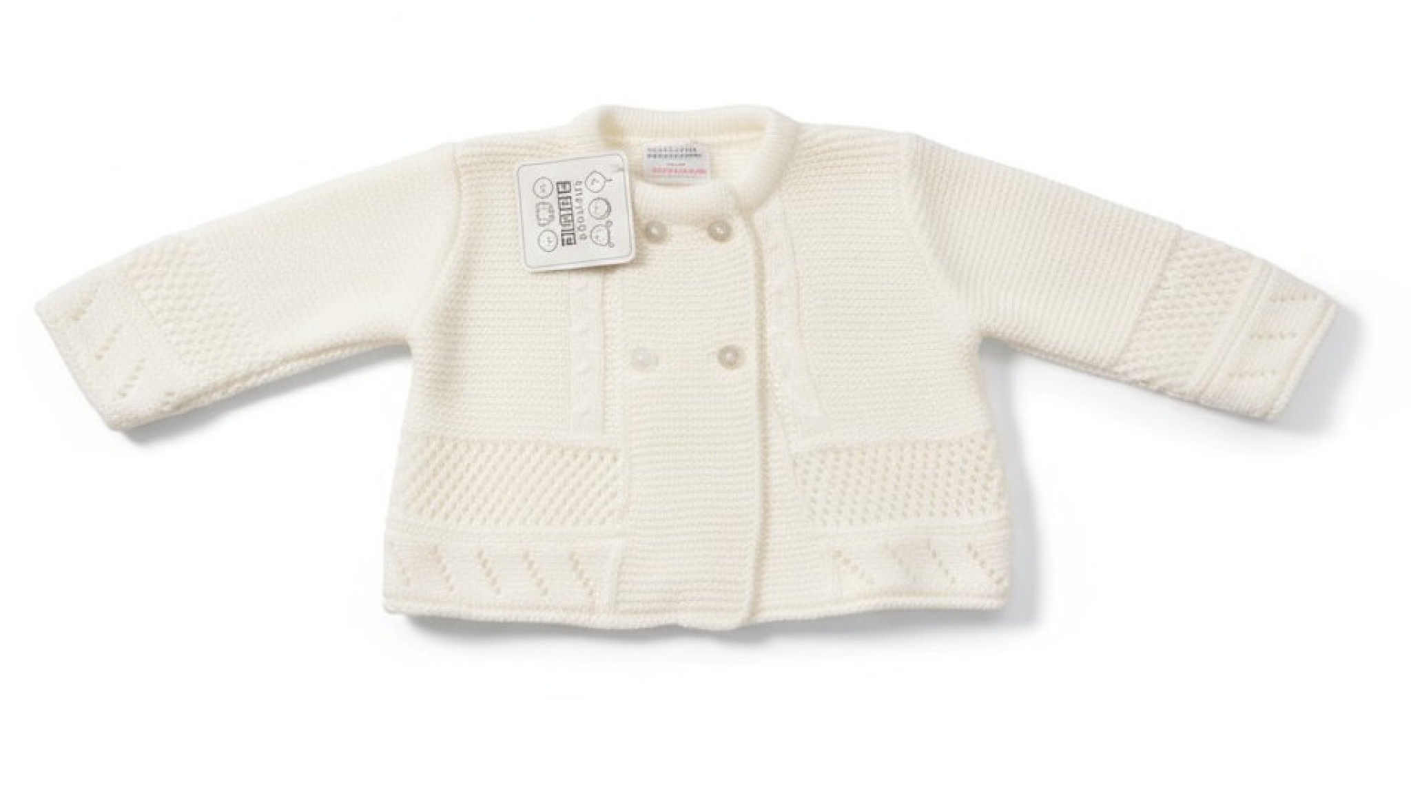 Nursery Time Bw-10-588 5035320405888 NT10-588-W White Double Button Cardigan (Newborn-9 months)