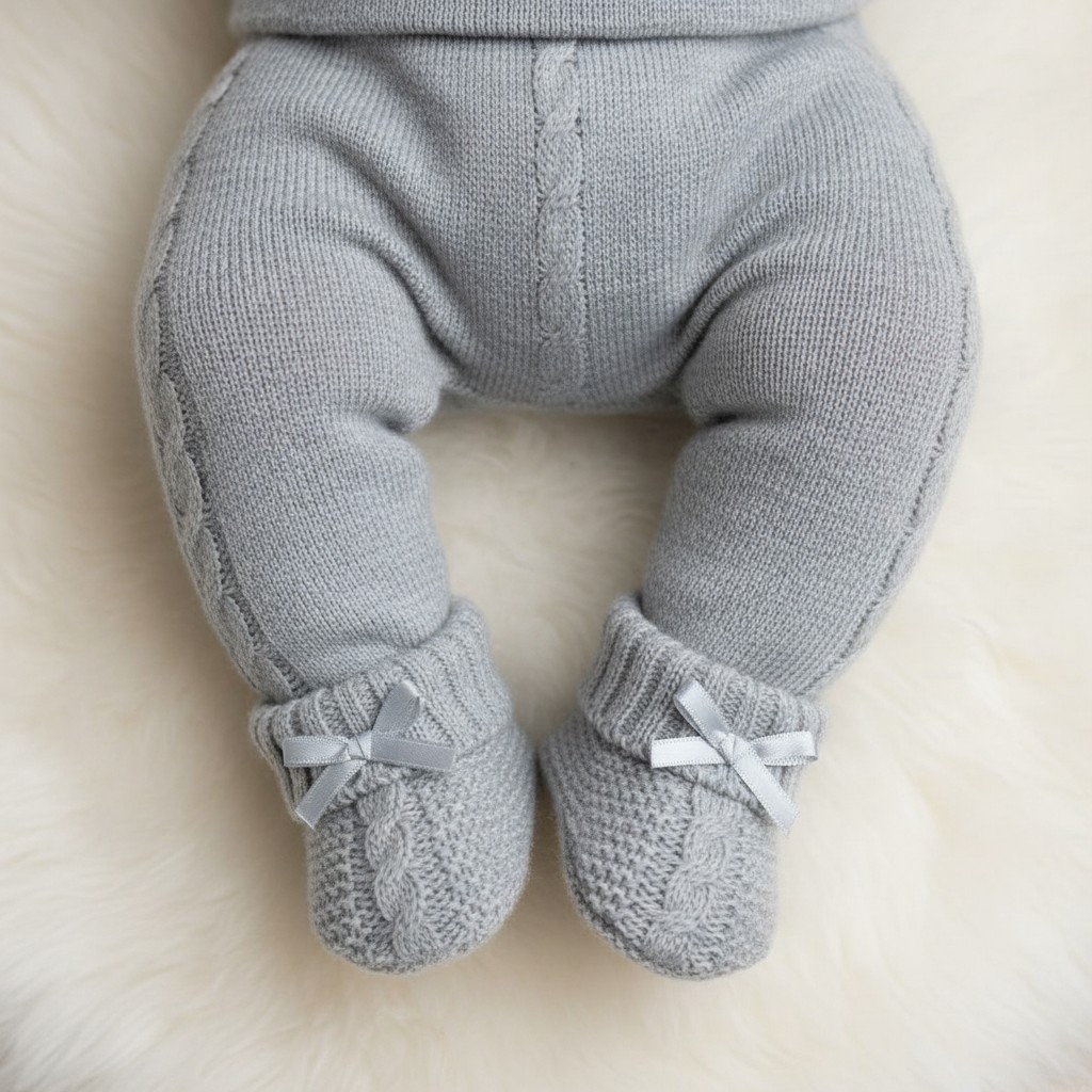 Nursery Time BSS-116-354G 5035320167541 NT116-354G Grey Cable Knit Booties