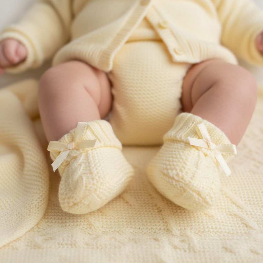 Nursery Time BSS-116-354P * NT116-354L Lemon Yellow Cable Knit Booties