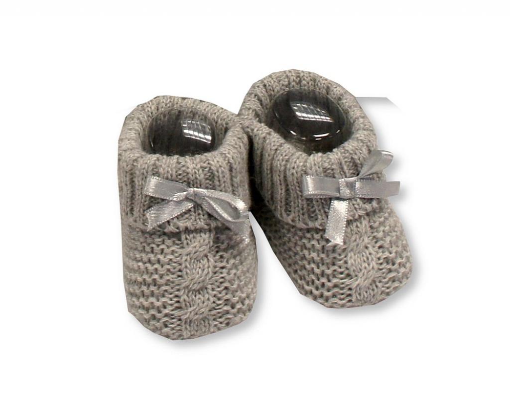 Nursery Time BSS-116-354G 5035320167541 NT116-354G Grey Cable Knit Booties