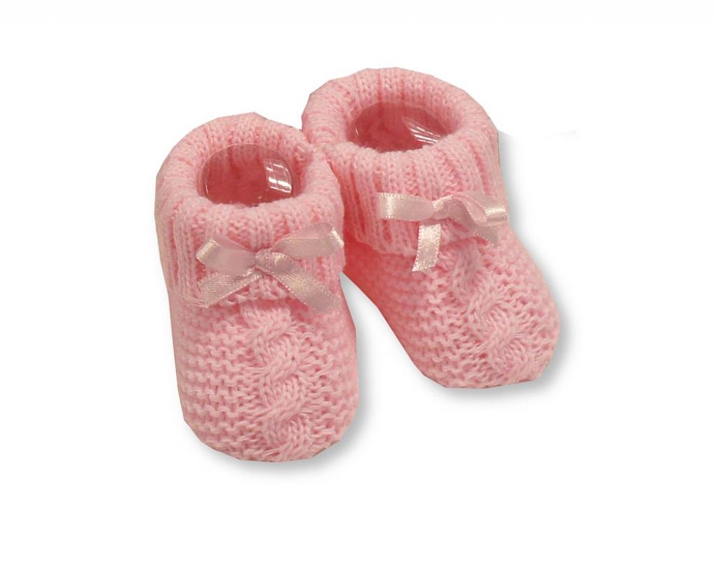 Nursery Time BSS-116-354P 5035320164540 NT116-354-P Pink Cable Knit Booties