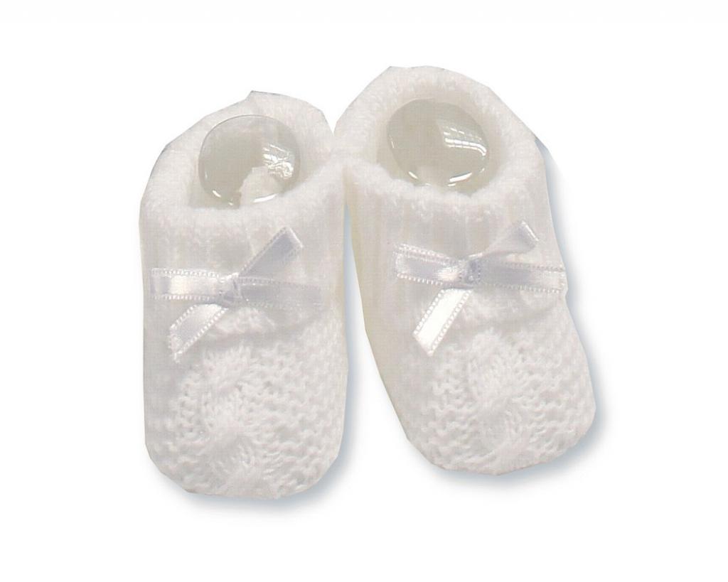 Nursery Time BSS-116-359W 5035320161549 NT116-354-W White Cable Knit Booties