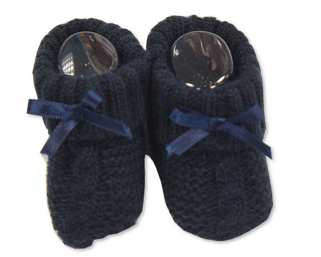 Nursery Time BSS-116-354N 5035320168548 NT116-354-n Navy Cable Knit booties