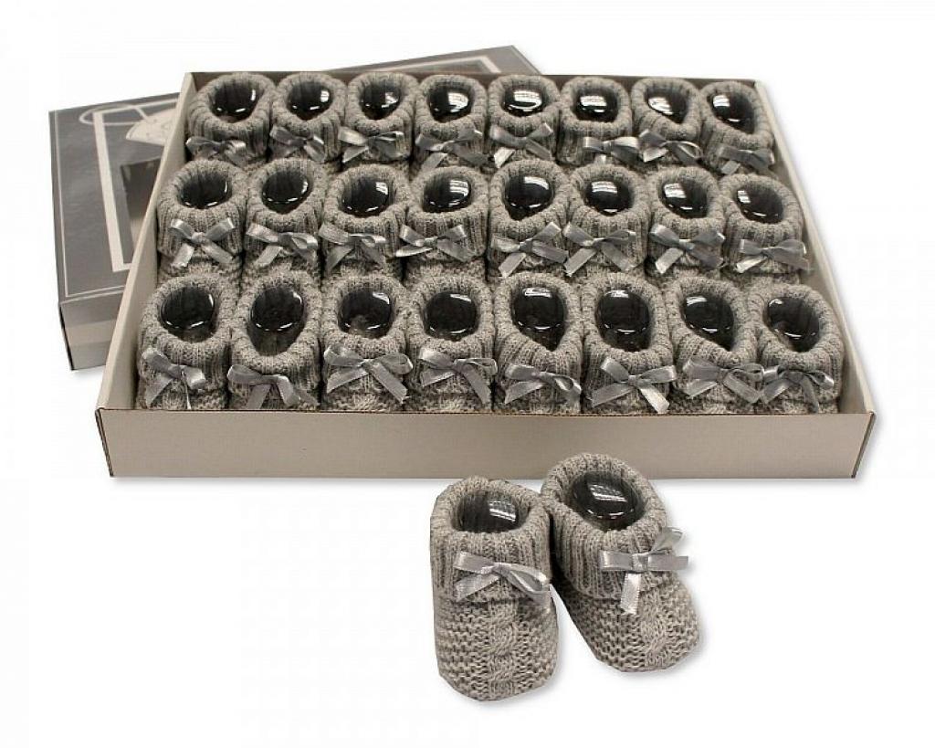Nursery Time BSS-116-354G 5035320167541 NT116-354G Grey Cable Knit Booties