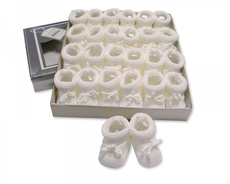 Nursery Time BSS-116-359W 5035320163604 NT116-359W White Knitted Booties