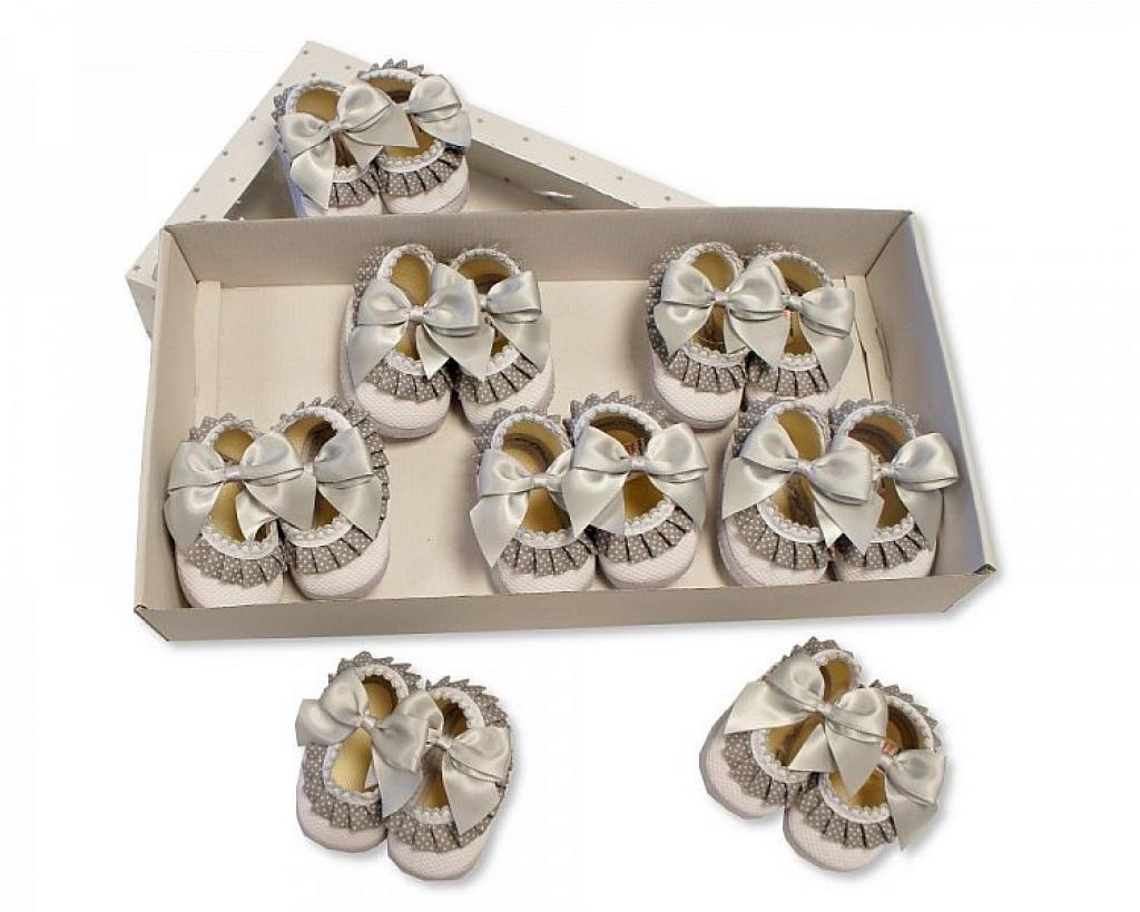 Nursery Time BSS-116-366G 5035320763668 NT116-366G Grey "Bow and Lace" Booties