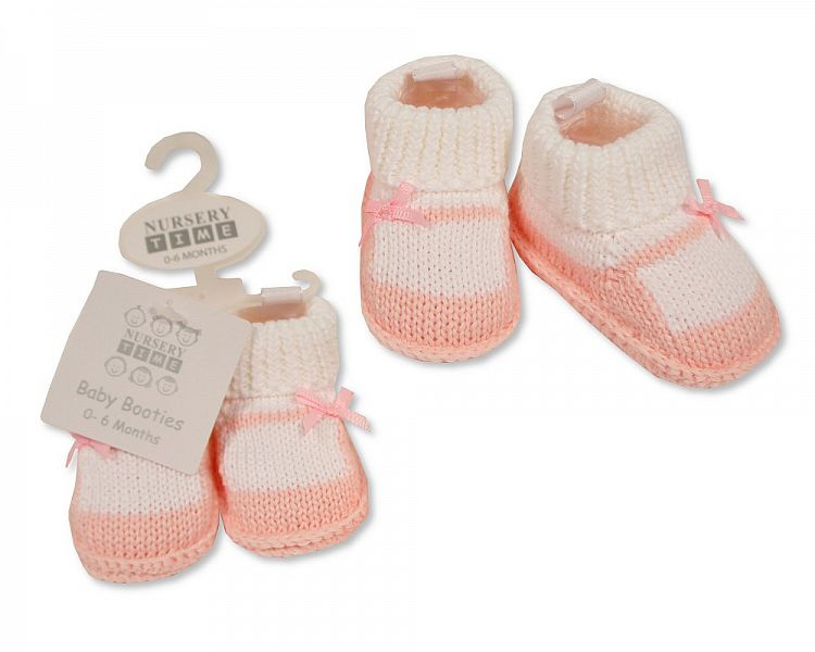 Nursery Time  503532016375 8 NT116-375 Booties with bow(0-6 months)