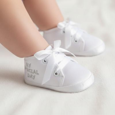 NT116-819-G  White  and Silver Christening shoes  (0-18months)