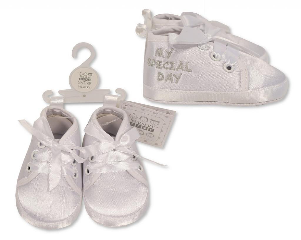 Nursery Time Bss-116-819G 503532016819 9 NT116-819G White  and Silver Christening shoes (0-18months)