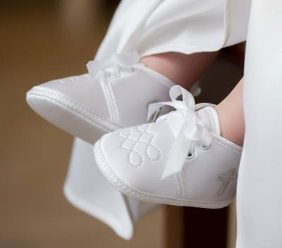 NT116-820-G  White  and Silver Christening Shoes  (0-18 months)